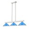 Z-Lite Cobalt Billiard, 3-Light, 14 In.W x 46 In.L x 8 In.H, Brushed Nickel/Electric Blue 152BN-MEB - alternate 5